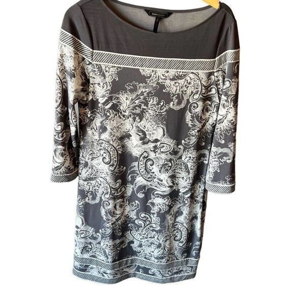 Bcbgmaxazria Gray Ombre Floral Paisley Long Sleeved Sheath Dress - Women | Color - Picture 1 of 5